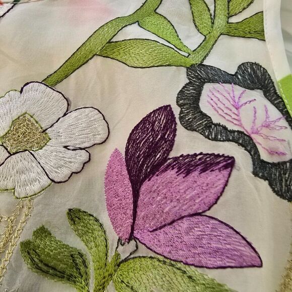 MOOERKERR Dress Floral Embroidered Body Sleeveless Back Zip Sz M - Picture 9 of 13